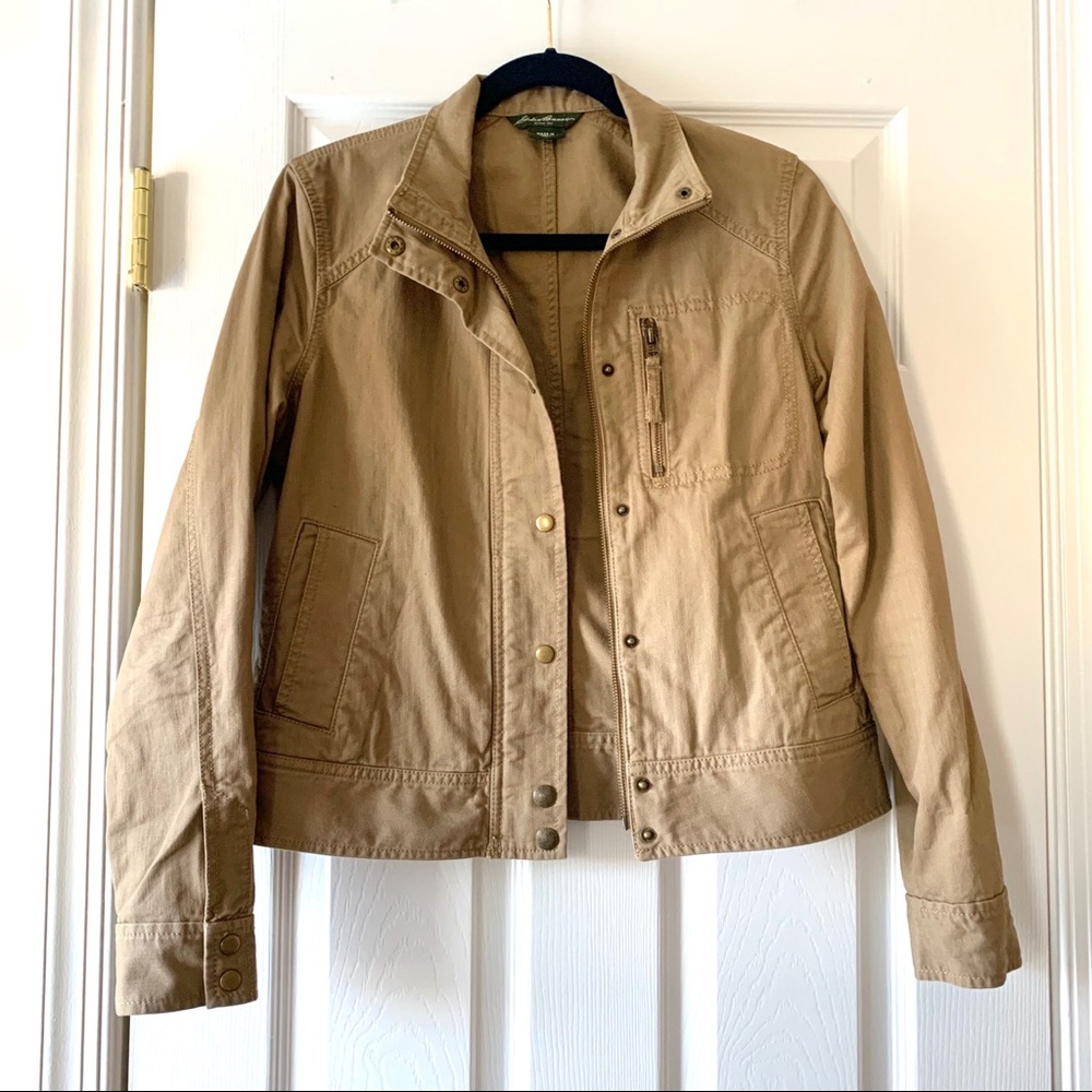Eddie Bauer Khaki Tan Cotton Utility Jacket